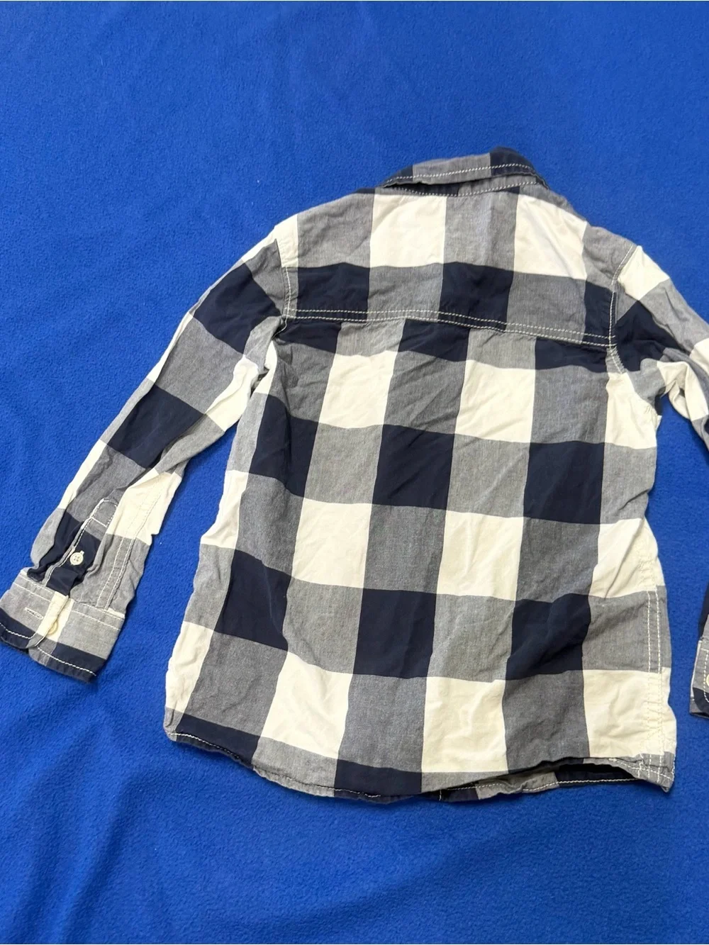 OshKosh B'gosh Navy, White, gray & blue Plaid Button-Down Shirt 6 may have spots